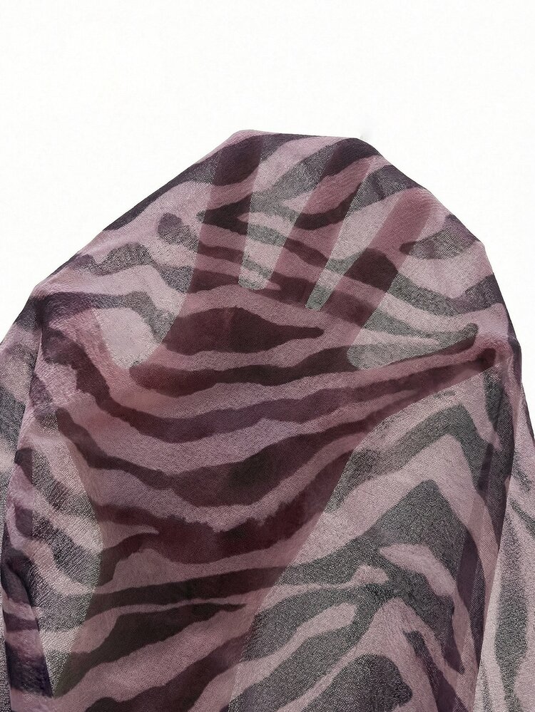 KIZN Purple Tiger Print Beach Trousers Wide Leg Pants For Women Vacation Resort Wear Summer Animal Print Casual Pants