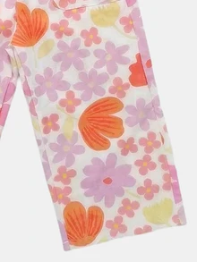 SUMWON 女童印花T恤和阔腿裤套装，夏季休闲装，通体印花 - 白色 - 查看 6