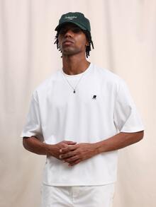 SUMWON Men's Boxy Fit T-Shirt With Golf Club Back Graphics And Branding Summer Casual Short Sleeve Crew Neck Tee - White - View 2