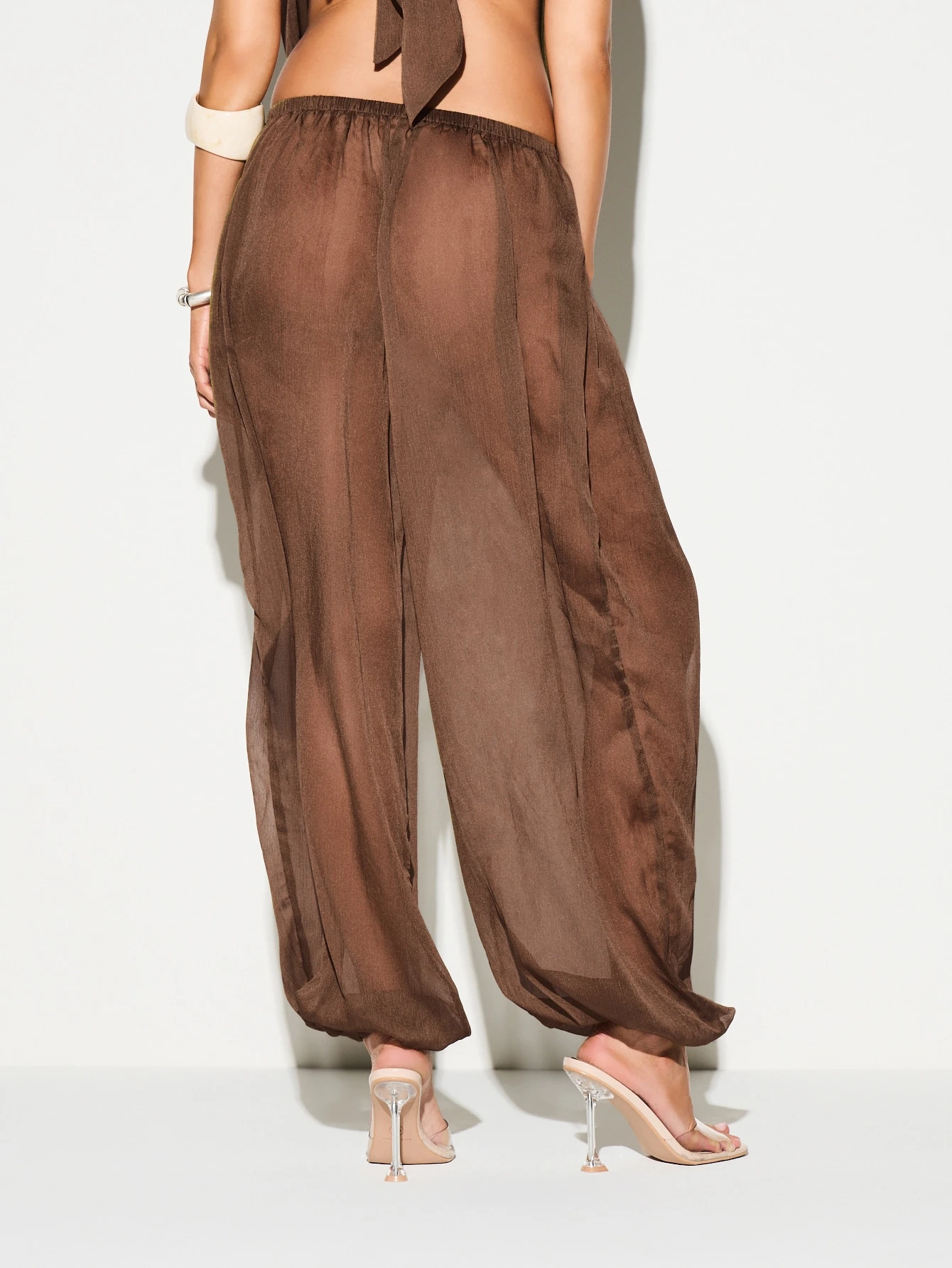 KIZN Sheer Balloon Trousers With Wide Legs