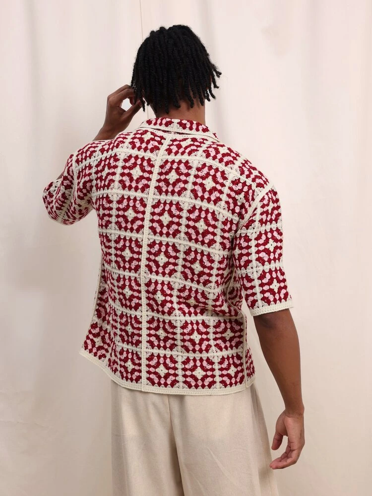 Cardigan boutonné à manches courtes en tricot côtelé, coupe ample, pour homme. Idéal pour les vacances d'été et les tenues décontractées