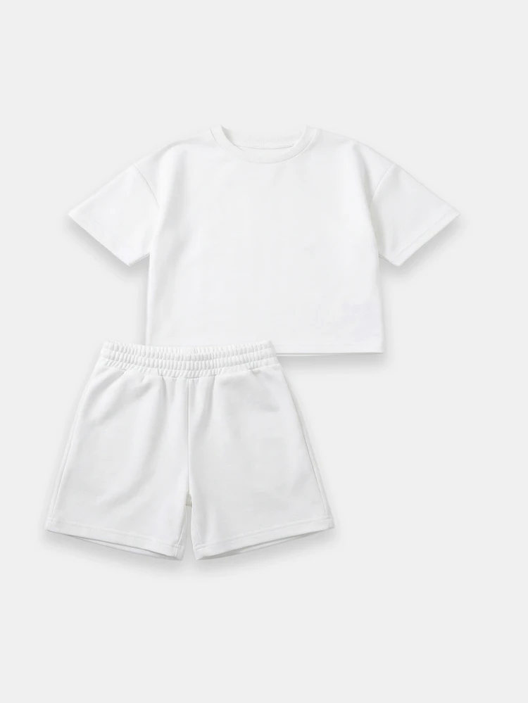 Luźny, letni zestaw Princess Energy 24/7 z krótkim topem i szortami w kolorze białym dla dziewcząt