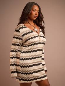 FASHION SZN Couvre-maillot de bain grande taille pour femmes en tricot fin au crochet avec nœud devant et manches évasées. Tenue de plage, de club, de fête, de voyage, de vacances, de style boho, pour festival à Ibiza, élégante et sexy. - Multicolore - Voir 5