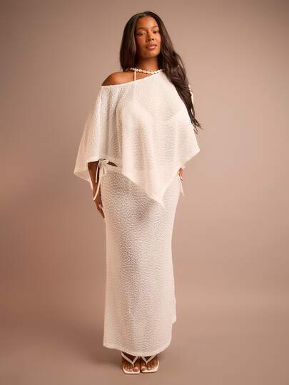 FASHION SZN تنورة ماكسي شفافة من الضفيرة الناعمة مقاس كبير، غطاء شاطئ أنيق وأنيق لنادي الشاطئ والبوهيمي والإيبيزي والعطلات الجذابة والمهرجانات والسفر