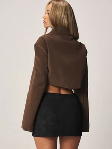 MISSGUIDED Women's Black Suede Mini A Line Skirt High Waisted Faux Leather Look Fall Winter Casual Party Club Wear - Black - View 3