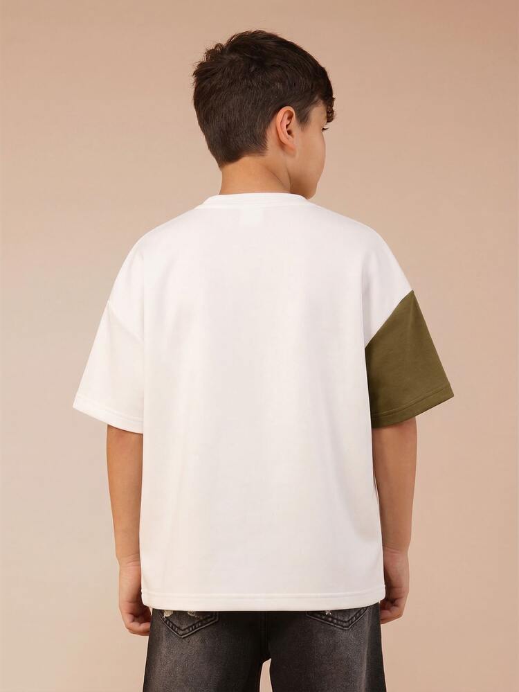 Camiseta de manga corta con cuello redondo de estilo casual, con estampado gráfico de bloques de color y arte abstracto moderno, de ajuste cómodo