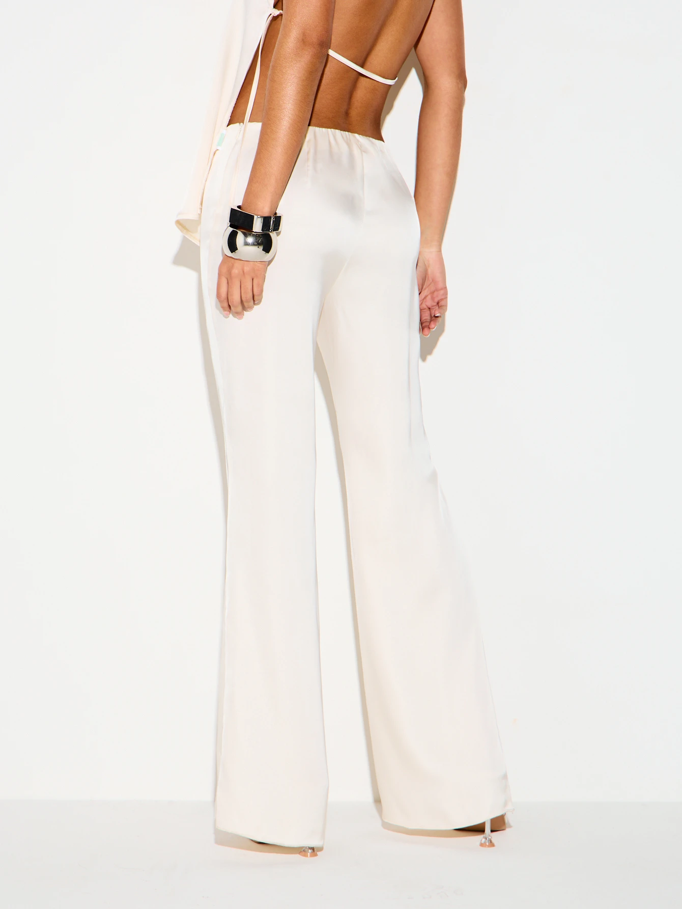 KIZN Satin Wide Leg Puddle Hem Trousers