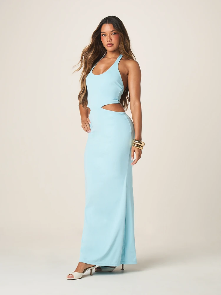 MISSGUIDED Halter Neck Cut Out Maxi Dress