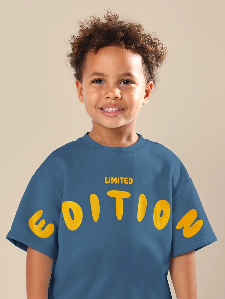 テキストプリント 半袖クルーネック カジュアル サマーTシャツ キッズ 4歳用 オーバーサイズ ボーイズ リミテッドエディション グラフィック