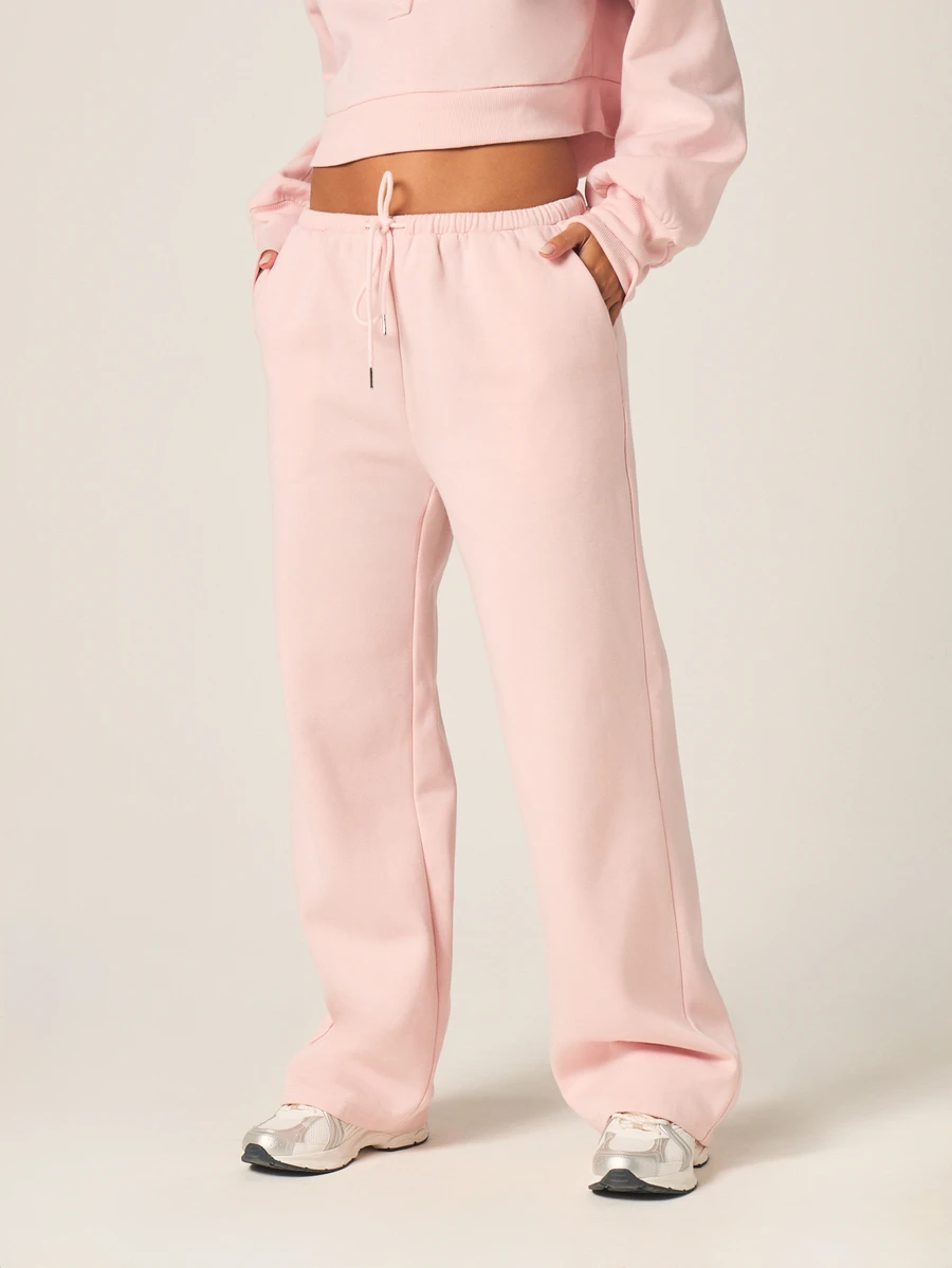 MISSGUIDED Quần jogger nữ cạp thấp màu hồng, ống rộng, có dây rút, kiểu dáng thoải mái, có túi bên hông. - Màu Hồng baby - Xem 1