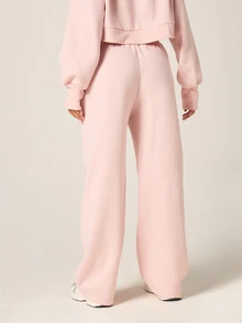 MISSGUIDED Quần jogger nữ cạp thấp màu hồng, ống rộng, có dây rút, kiểu dáng thoải mái, có túi bên hông. - Màu Hồng baby - Xem 3
