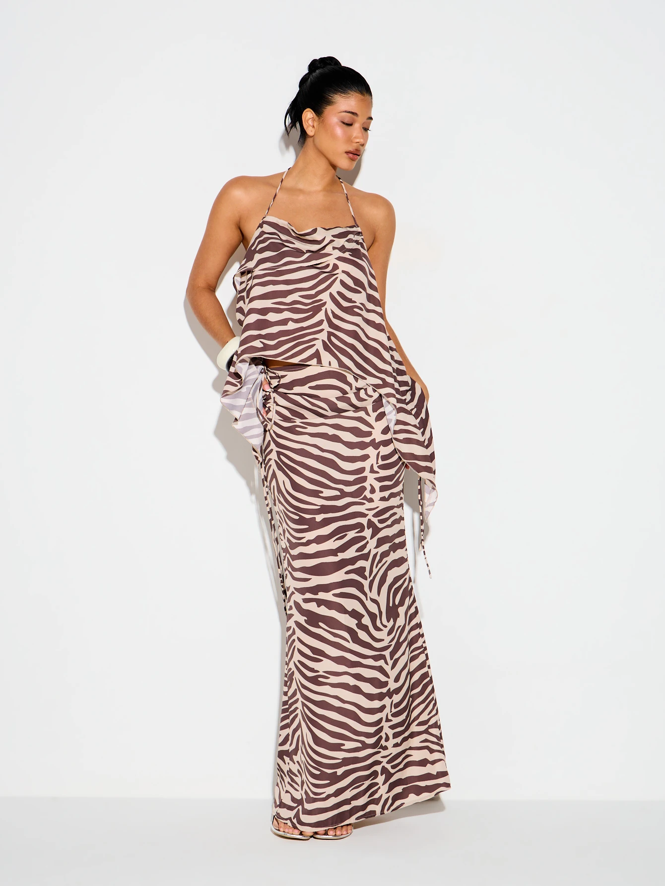 KIZN Zebra Print Halter Neck Cami Top