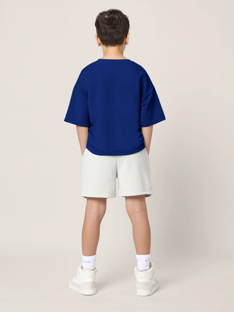 ボーイズ オーバーサイズ レタープリントTシャツ ショーツ セット サマーカジュアル ティーンストリートウェアアウトフィット