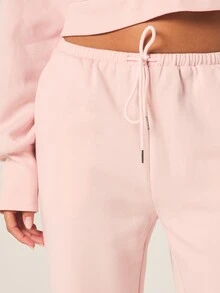 MISSGUIDED Quần jogger nữ cạp thấp màu hồng, ống rộng, có dây rút, kiểu dáng thoải mái, có túi bên hông. - Màu Hồng baby - Xem 4