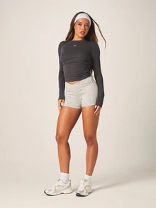 MISSGUIDED Áo nữ dài tay cổ tròn, dáng ôm, nhún bèo, có chi tiết logo, thích hợp mặc hàng ngày. - màu đen - Xem 4