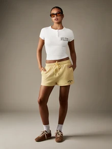 MISSGUIDED Button Down Cropped Tee With Text Print Short Sleeve Fitted Top Round Neck Summer Casual Ribbed Hem - White - View 2