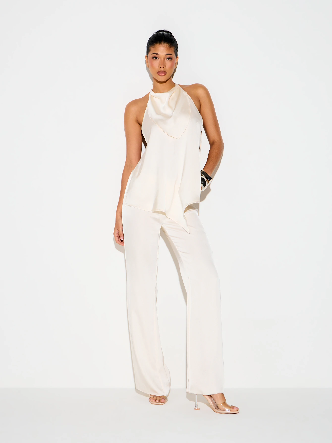 KIZN Satin Wide Leg Puddle Hem Trousers