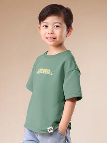 SUMWON Kaos Kasual Hijau Anak Laki-Laki dengan Cetakan Huruf dan Lengan Pendek untuk Pemakaian Sehari-hari - Hijau - View 4