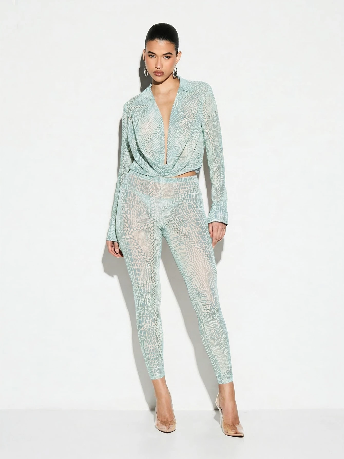 KIZN Crocodile Print High Waisted Skinny Leggings