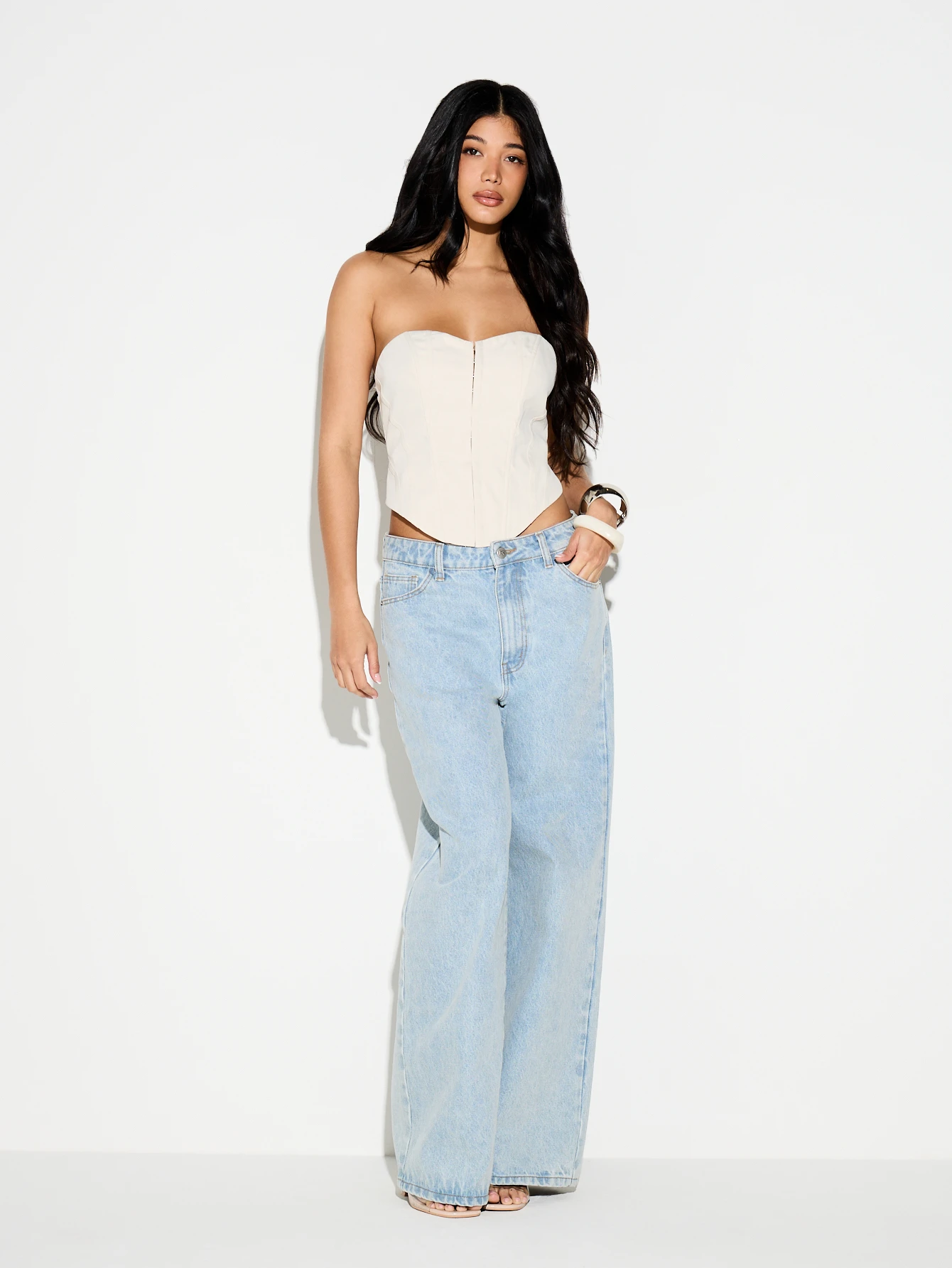KIZN Strapless Corset Top With Hook Eye Closure