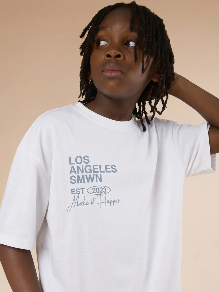 Oversized Boys Make It Happen Two Piece Matching T-Shirt And Jogger Set Los Angeles Streetwear Casual Outfit