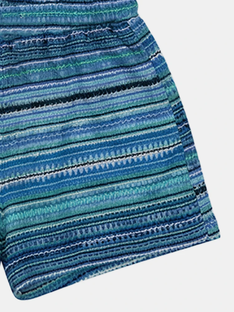 Girls Summer Seahorse Print T-Shirt And Striped Shorts Co-Ord Set Casual Outfit