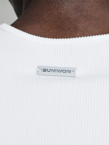 SUMWON Men's Ribbed Tank Top With Shoulder Cut Out Details Muscle Fit Sleeveless Crew Neck Summer Casual Top - White - View 8