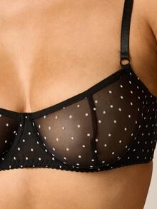 AiiRZ Polka Dot Mesh Underwire Bra With Sheer Cups And Intimate Lingerie Design - Black and White - View 5