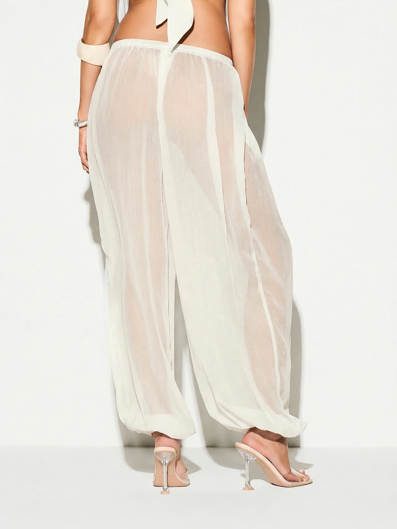 KIZN Sheer Balloon Trousers With Wide Legs