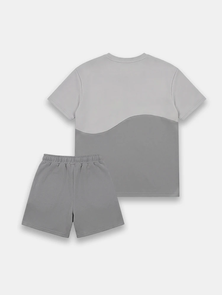 Boys Tween Two Piece Summer Casual Co-Ord Set Short Sleeve Wave Print T-Shirt Matching Shorts Outfit