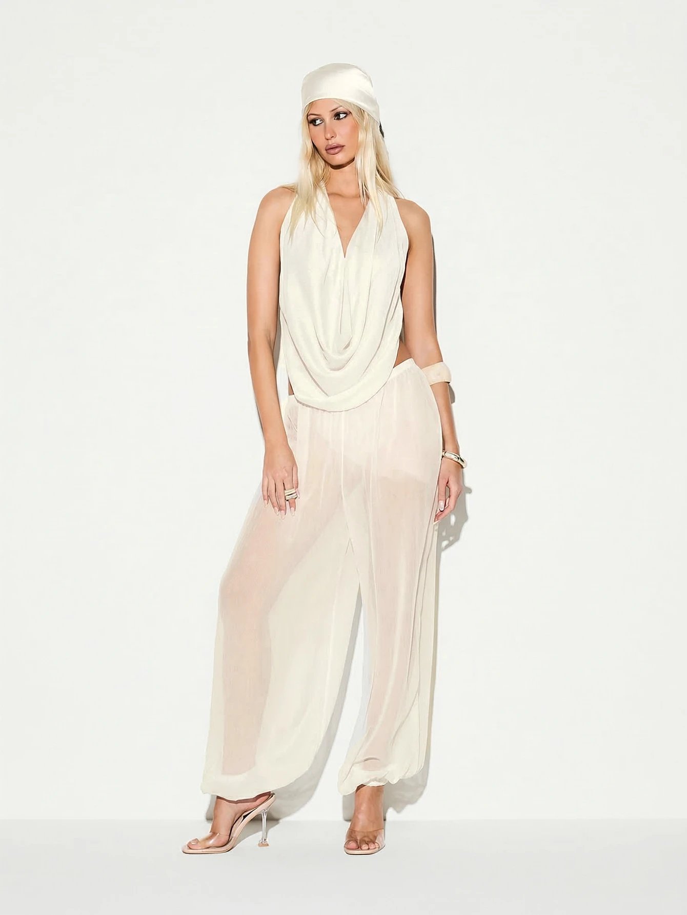 KIZN Sheer Balloon Trousers With Wide Legs