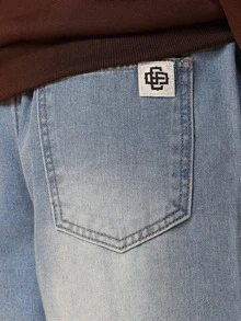 SUMWON Pantalones vaqueros de pierna ancha con dobladillo dividido para niños, lavado claro, cintura elástica, ajuste relajado, pantalones de mezclilla casuales para la escuela y uso diario - Azul - Ver 5