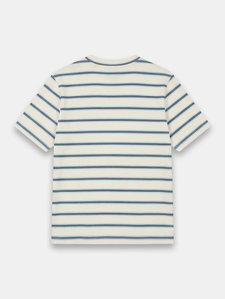 Boys Oversized Pocket T-Shirt With Horizontal Blue Stripes Casual Short Sleeve Crew Neck Tee Summer Spring