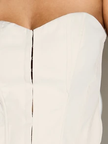 KIZN Women's Strapless Corset Top With Hook Eye Front Closure And Structured Fit For Spring Summer Outings Club Night White Sexy - Apricot - View 2