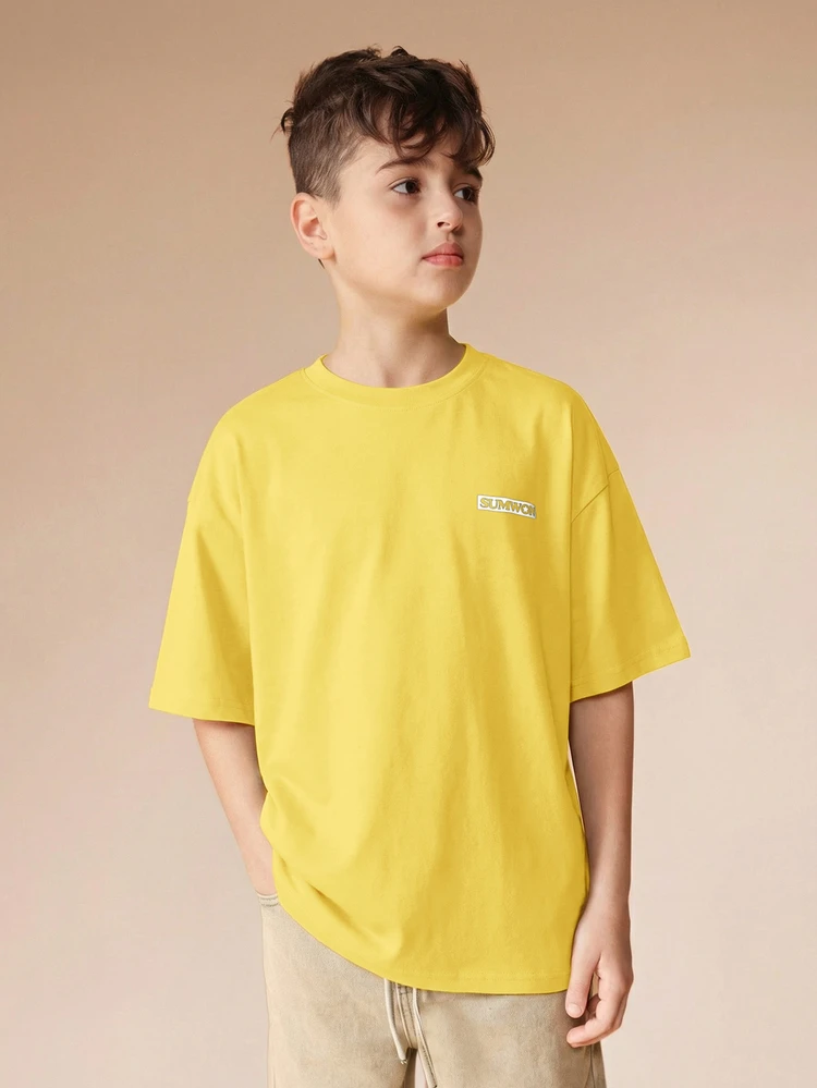 ロゴプリントカジュアルストリートウェアトップ 男の子夏必需品 半袖Tシャツ