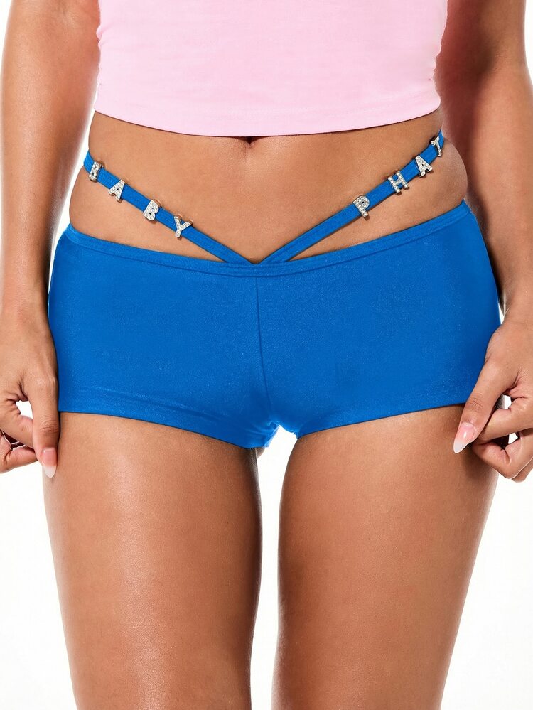 BABYPHAT Bikini con pantalón corto con detalles de adornos y tirantes decorativos para verano, playa y piscina