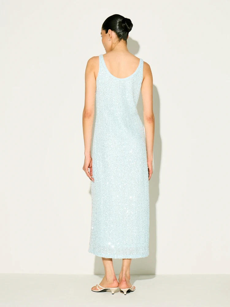 KSTM Women Sequin Long Sleeveless Midi Dress Bodycon Tank Dress Party Evening Scoop Neck Sparkly Glitter Club Night Out Special Occasion
