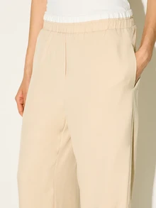 KSTM 女士高腰阔腿裤，休闲弹力腰带飘逸长裤，适合春夏办公室穿着 - 彩色 - 查看 4