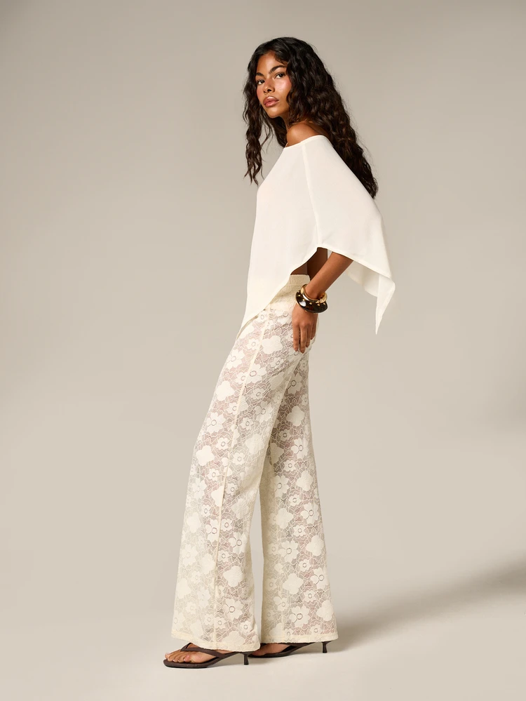 High Waisted Lace Flare Trousers