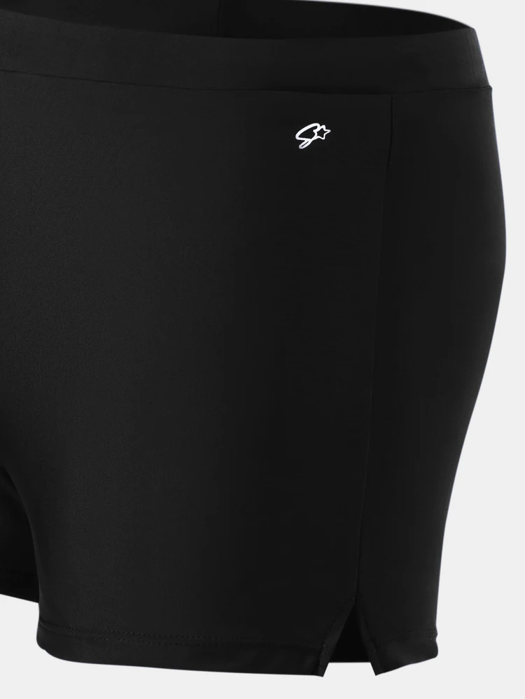 SUMWON Black Drawstring Swim Trunks With Side Detail