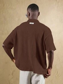 SUMWON Áo polo nam tay ngắn dệt kim thoáng khí, dáng crop, thích hợp cho kỳ nghỉ hè, có cổ áo, chất liệu mềm mại. - Cà phê nâu - Xem 2