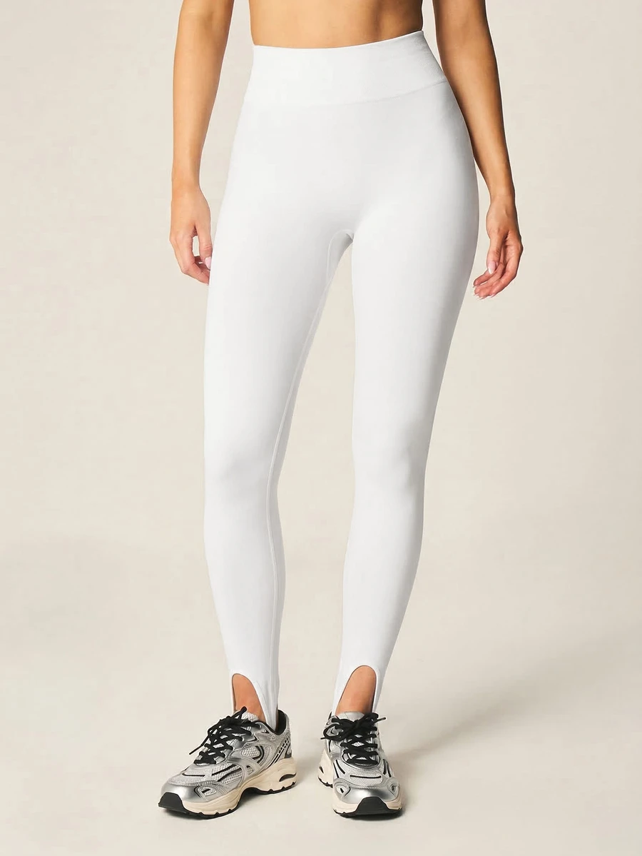 MISSGUIDED 女士高腰踩脚裤 运动健身瑜伽裤 运动压缩紧身裤 带脚带 高性能运动服 - 白色 - 查看 1