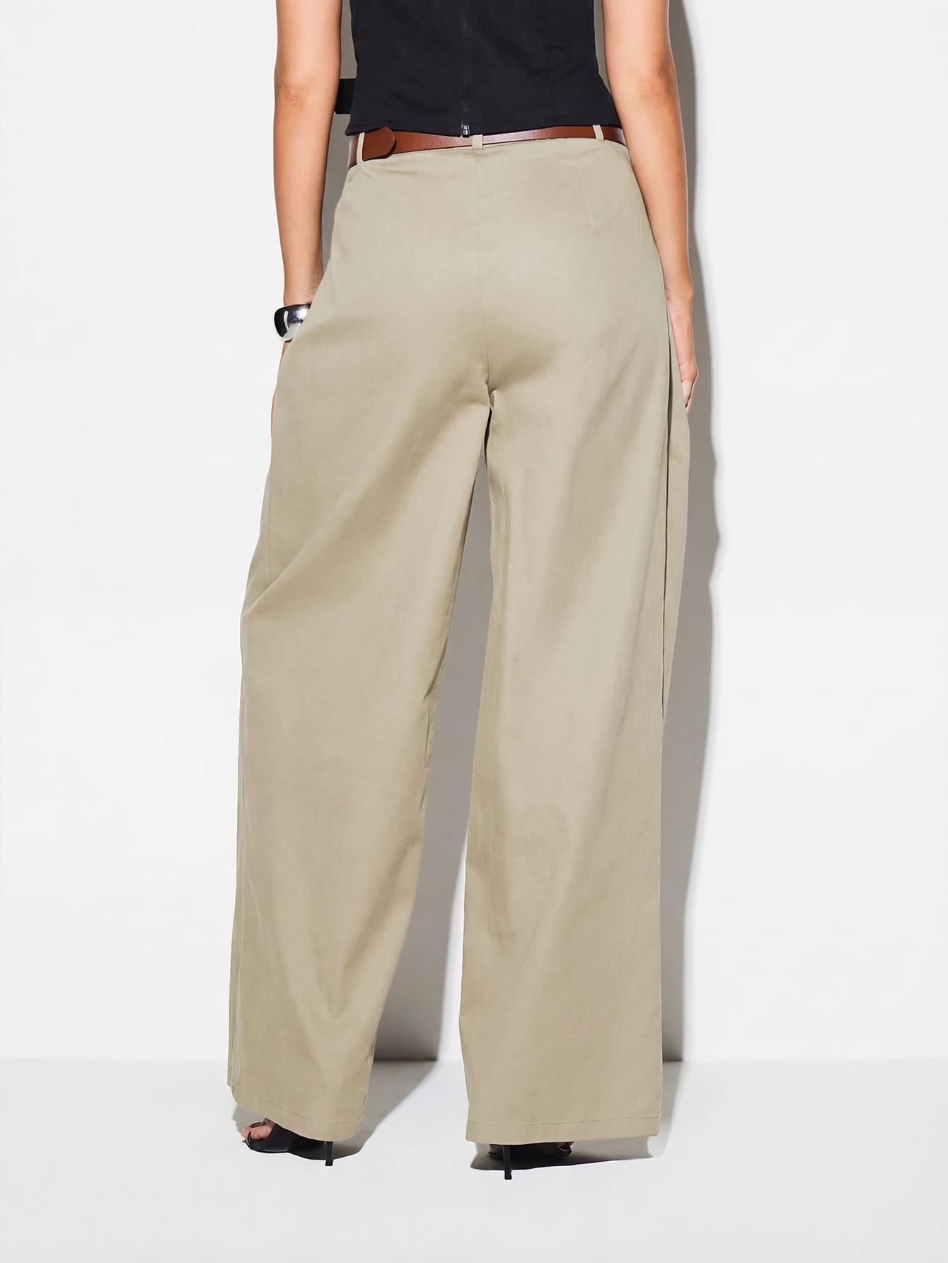 KIZN Wide Leg Trousers With Buckle Detail
