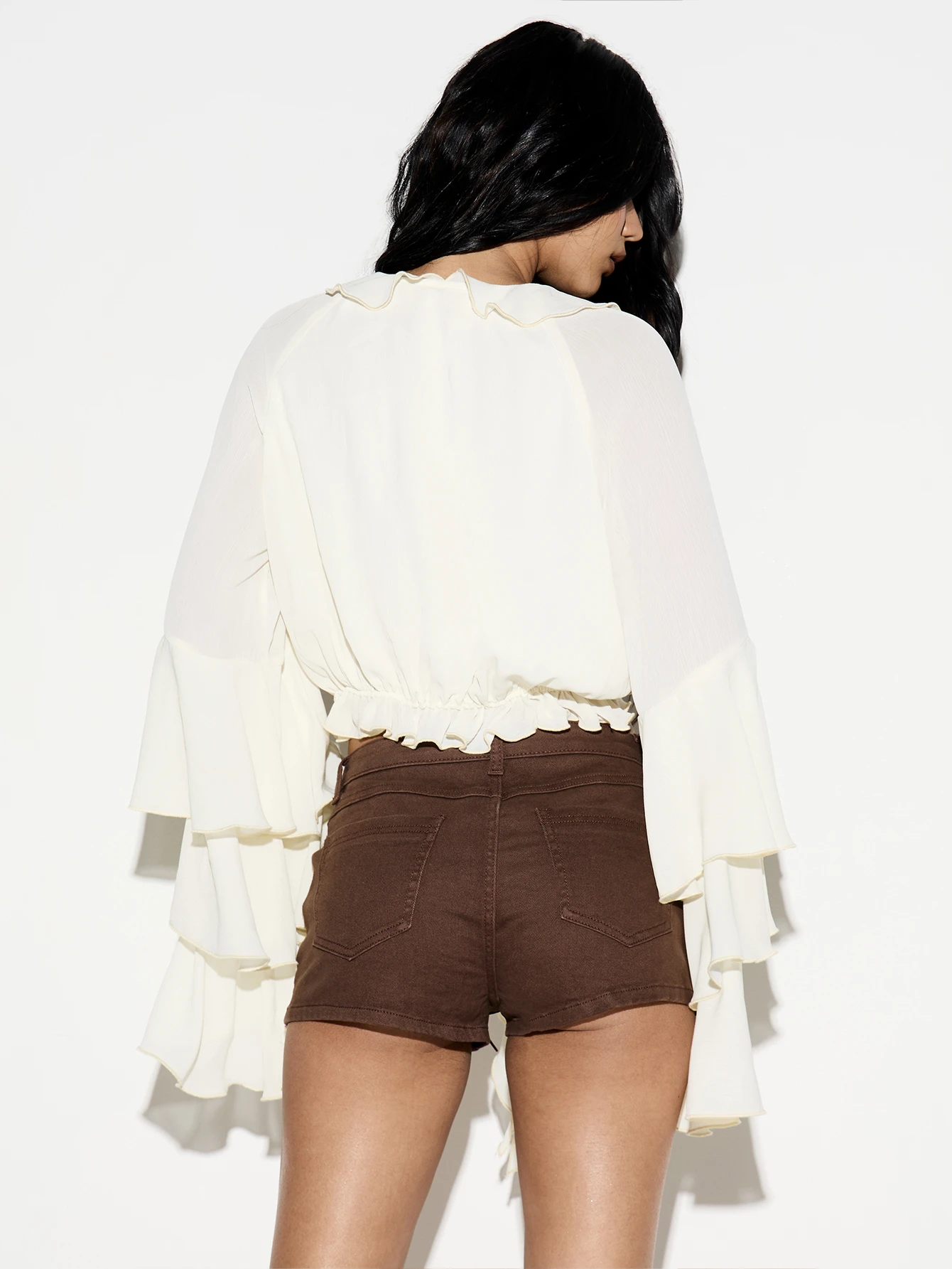 KIZN Lace Up Studded Denim Shorts With Eyelets
