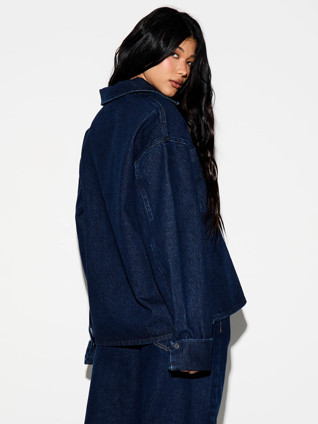 KIZN Denim Long Sleeve Rugby Shirt With Collar