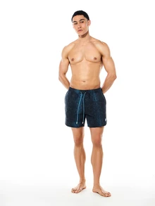 SUMWON Drawstring Swim Trunks Mid Thigh Length Board Shorts Snake Print Pattern Summer Beach Vacation Pool Quick Dry Swimwear - Blue - View 6