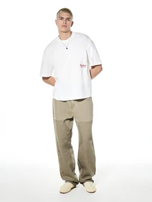 PLAYBOY X SUMWON Áo thun crop top dáng rộng, tay ngắn, in logo trên ngực, phong cách đường phố thường ngày. - trắng - Xem 3