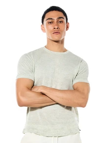 SUMWON Camiseta básica casual de manga corta de cuello redondo, color gris claro jaspeado, de tela jersey suave, con ajuste regular para uso diario, unicolor - Gris - Ver 5