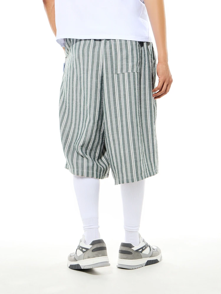 SUMWON Striped Denim Shorts Drawstring