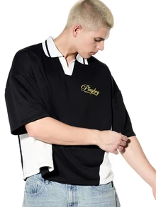 PLAYBOY X SUMWON Áo Polo tay ngắn in hình logo thỏ, cổ tròn, dáng regular fit, màu đen, kiểu dáng thường ngày. - Nhiều màu - Xem 4